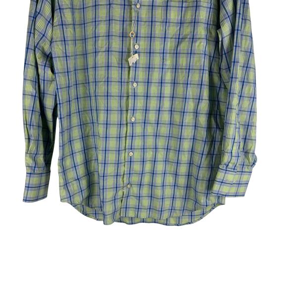 New Peter Millar Long Sleeve Button Up Shirt Check Pattern Green Size M - Picture 4 of 7